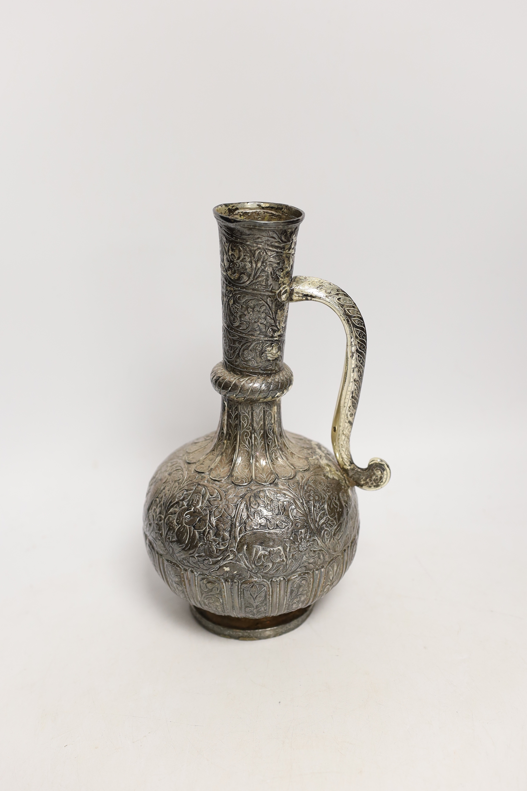A Persian white metal vase, 25cm
